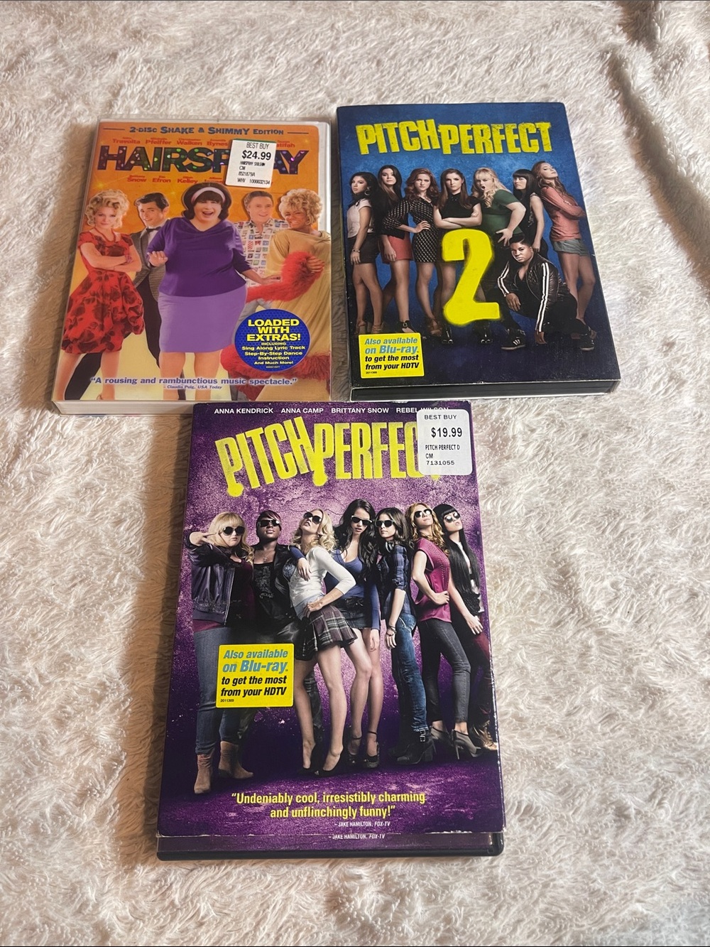 Pitch Perfect Trilogy & Hairspray DVD Bundle -